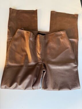 Vintage Express Genuine Leather Brown Bootcut Pants Y2K NWT Size 9/10
